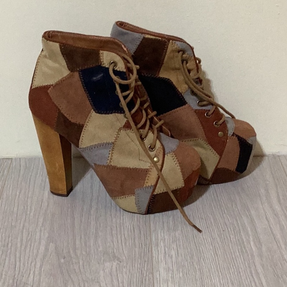 Aldo Lace Up Patchwork Booties